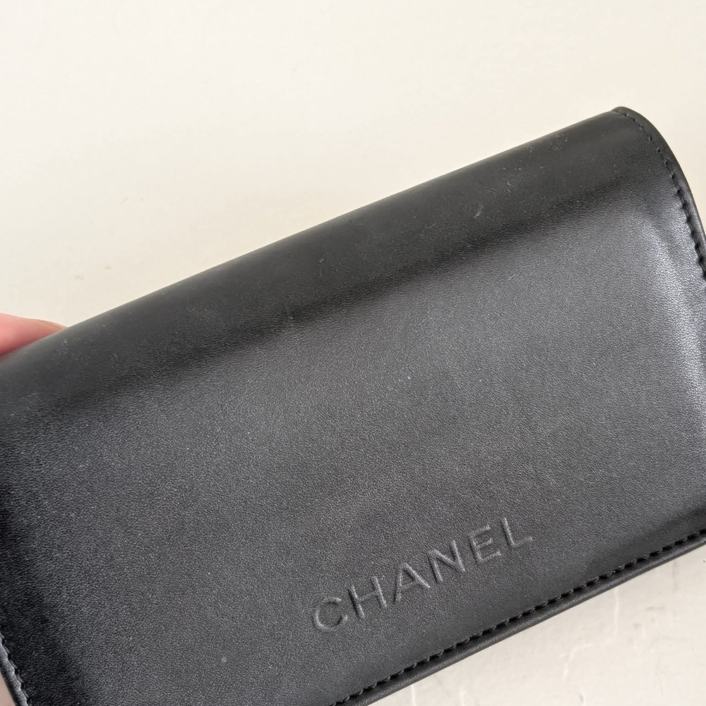 Chanel Black Leather Large Eyeglass/Sunglasses Case. EUC